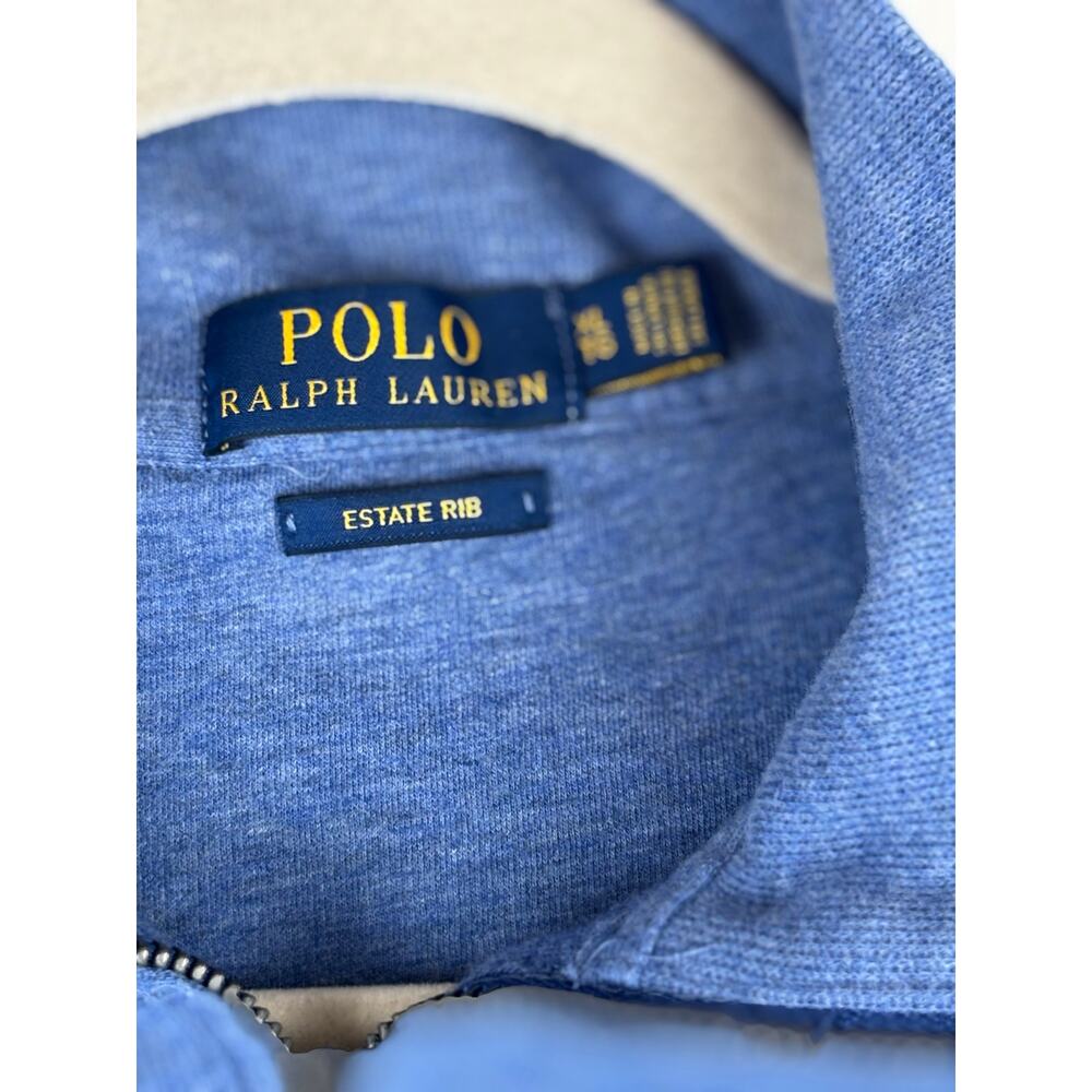 Polo Ralph Lauren Estate Rib Quarter Zip Pullover Blue Men’s Medium - Picture 5 of 6